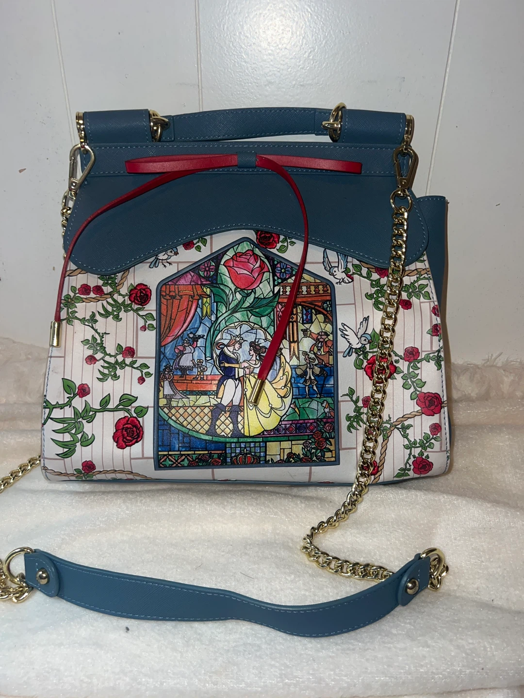 Loungefly Beauty and the Beast Stained Glass Satchel Bag