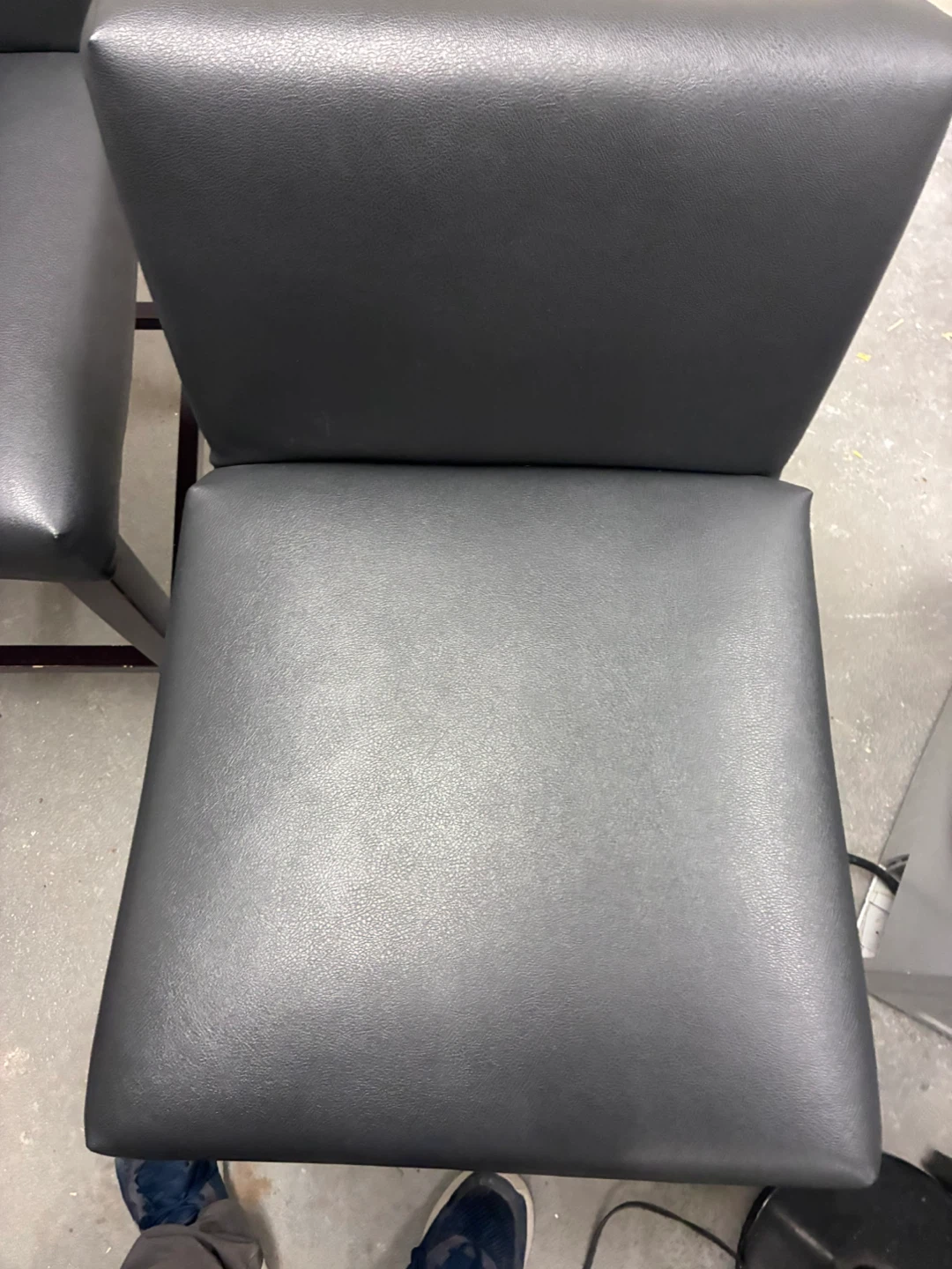 Set of 3 Black Faux Leather Bar Stools