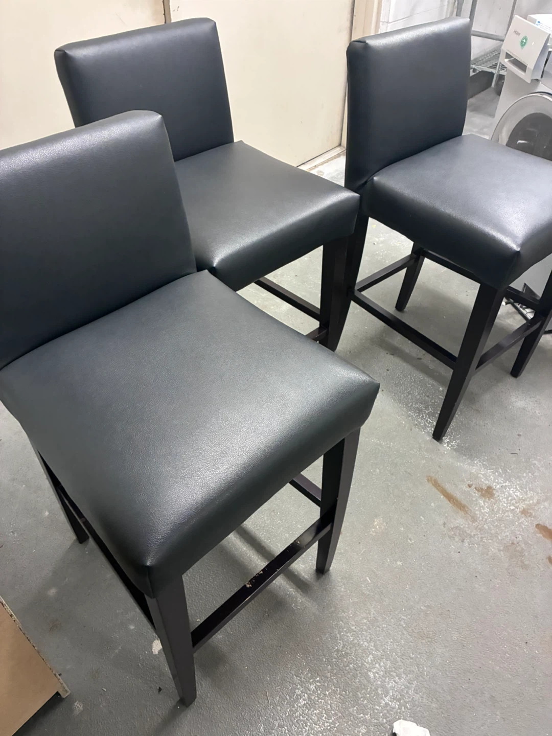 Set of 3 Black Faux Leather Bar Stools - photo 5