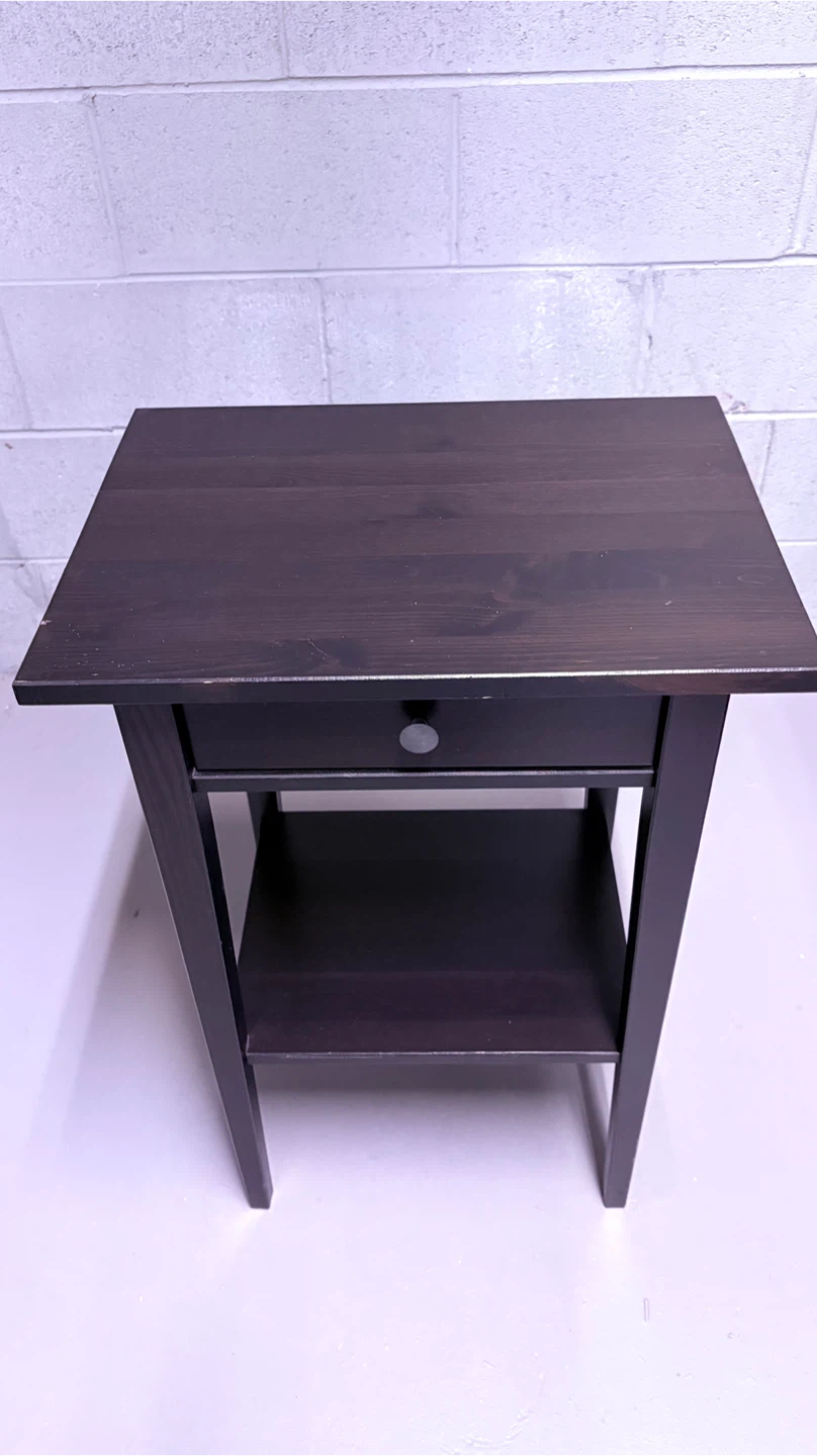 Dark Brown Nightstand with Drawer and Shelf