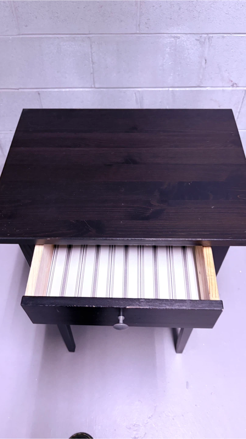 Dark Brown Nightstand with Drawer and Shelf - photo 2