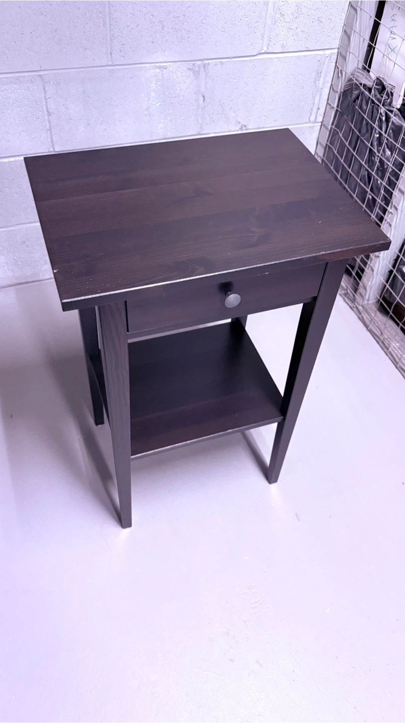 Dark Brown Nightstand with Drawer and Shelf - photo 3