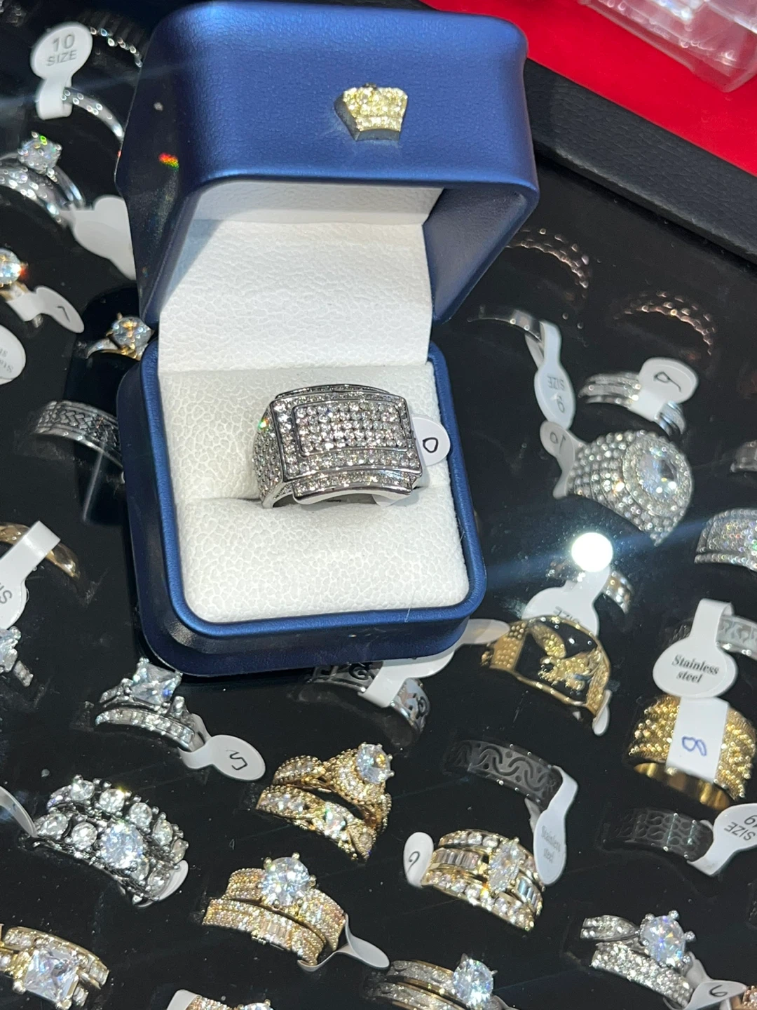 Men's Large Statement Ring with Paved Stones - photo 2