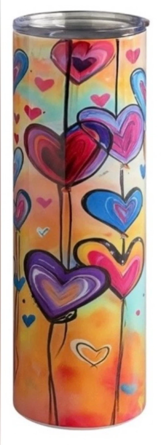 💖 Whimsical Heart‑Bloom Art Tumbler – 20oz Stainless Steel