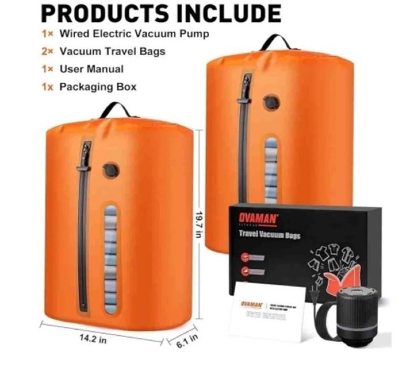 OVAMAN  Travel Vacuum Bags with Electric Pump - photo 2