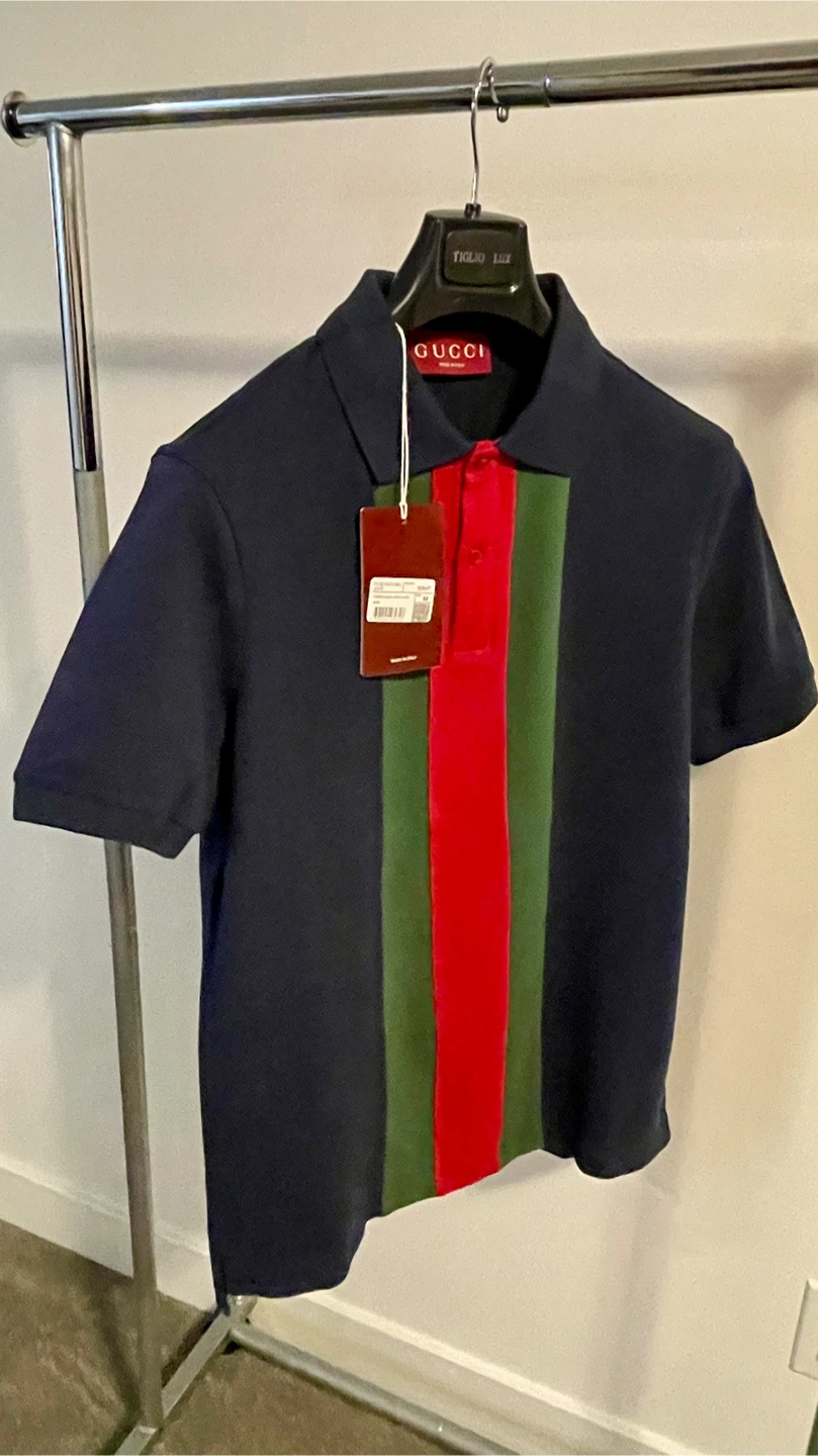 Gucci Navy Web Stripe Polo Shirt Size S M XXL