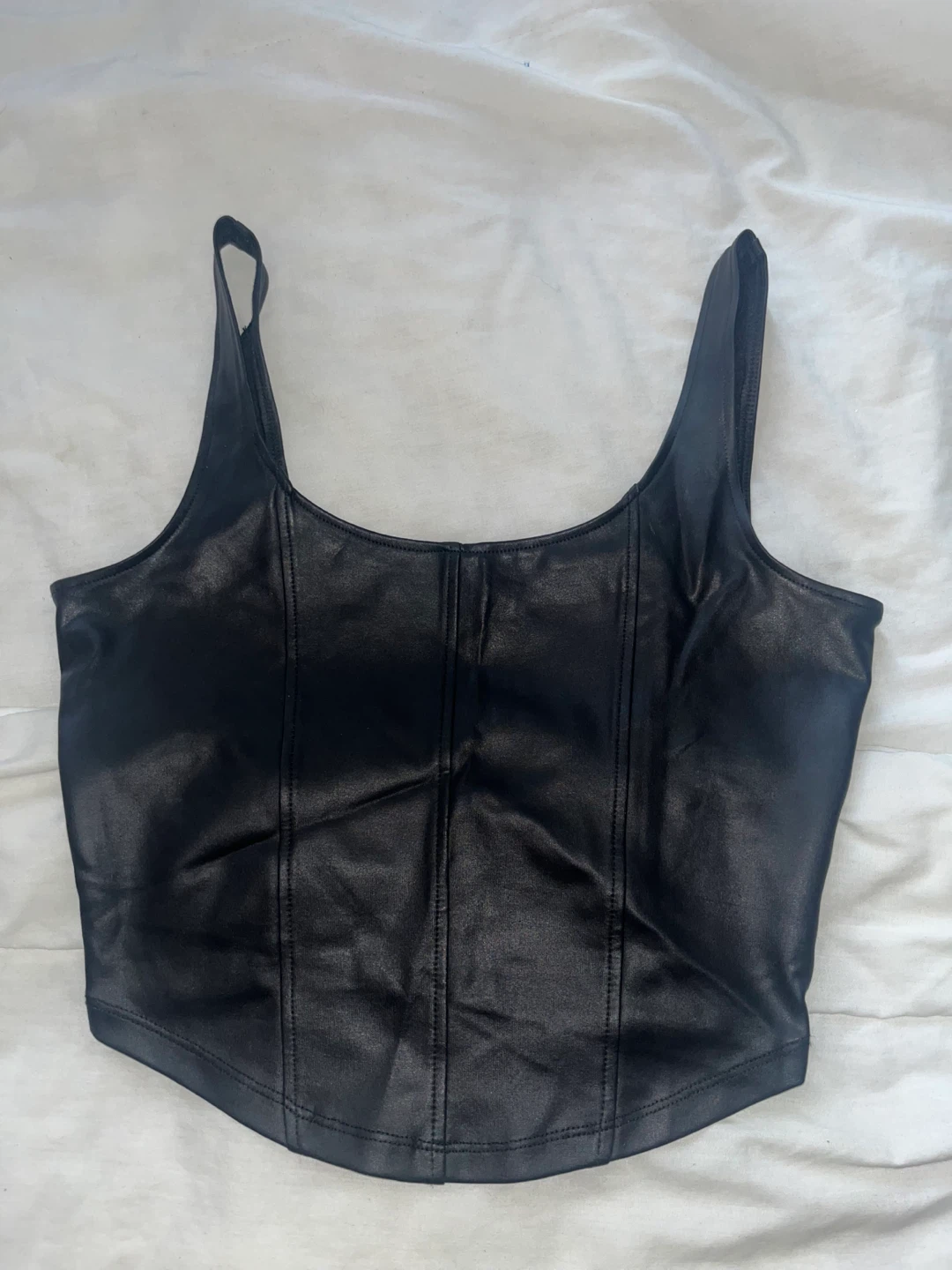 DIVIDED Black Faux Leather Corset Top Size S