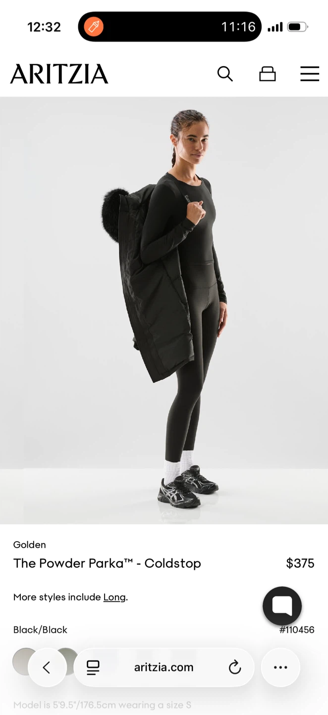 Aritzia Golden The Powder Parka - Black, Size L - photo 2