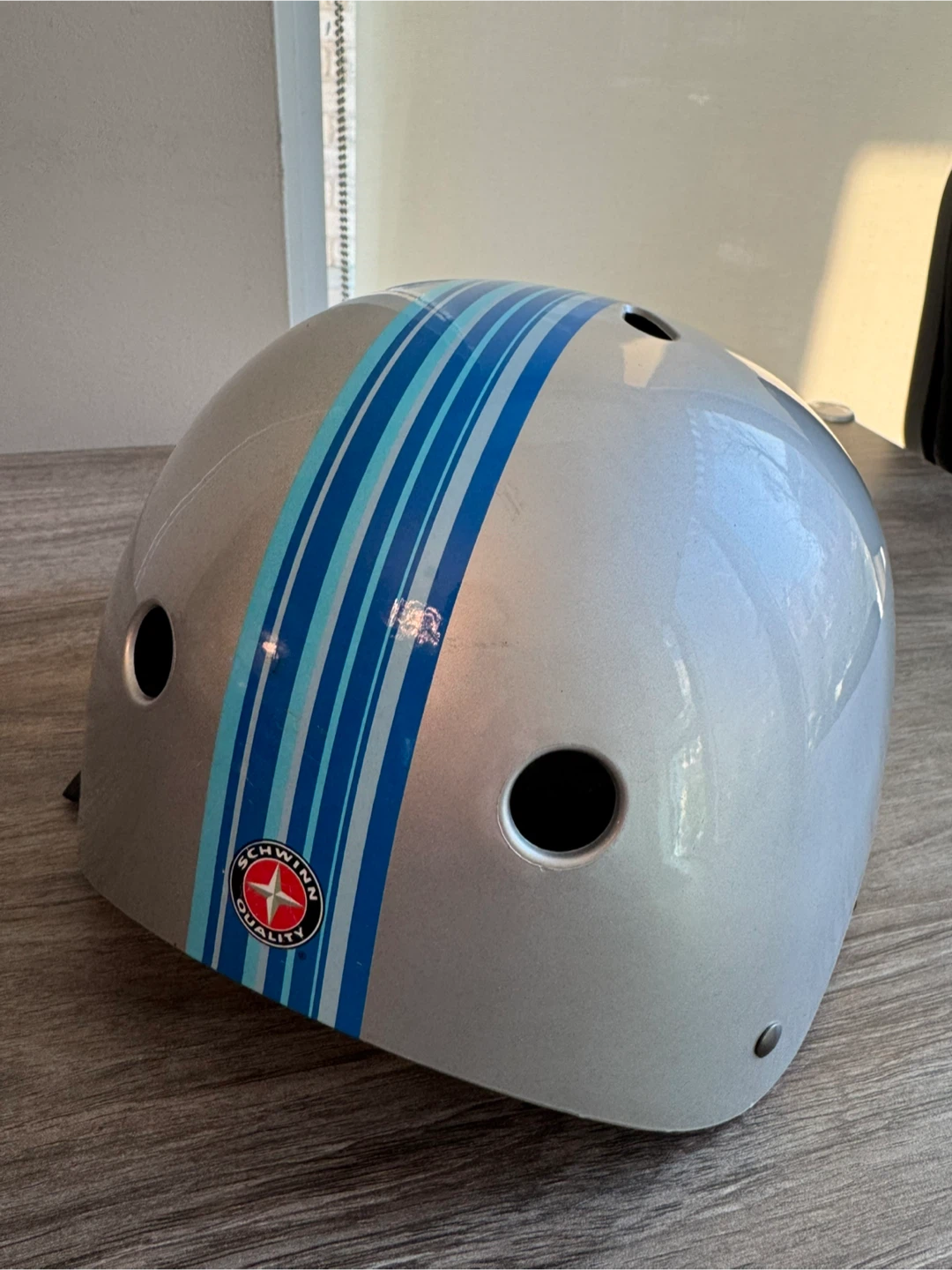 Schwinn Silver Bike Helmet with Blue Stripes - photo 2
