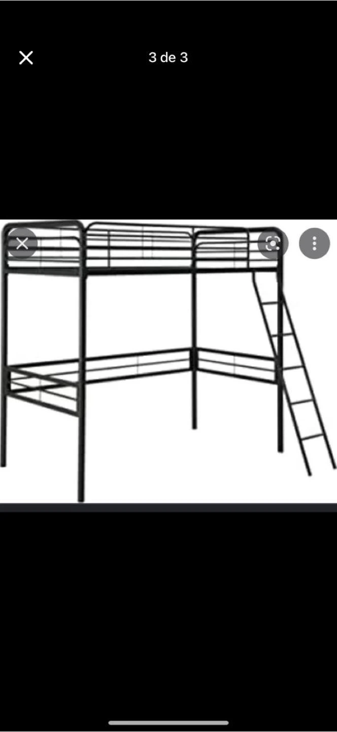 Twin Size Loft Bed Metal Bed Frame with Ladder and Guardrails