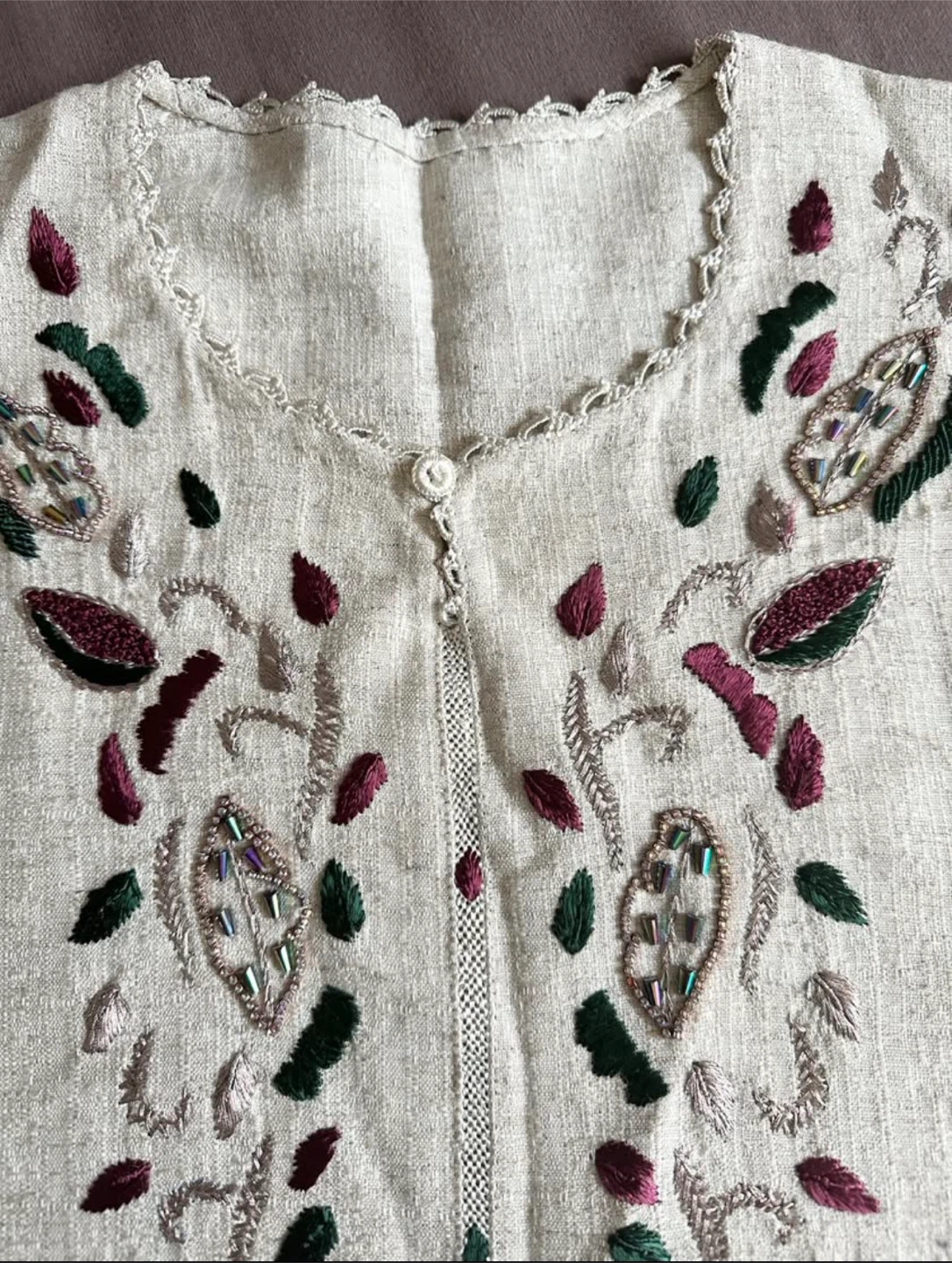 Embroidered Linen Kaftan - New - $95