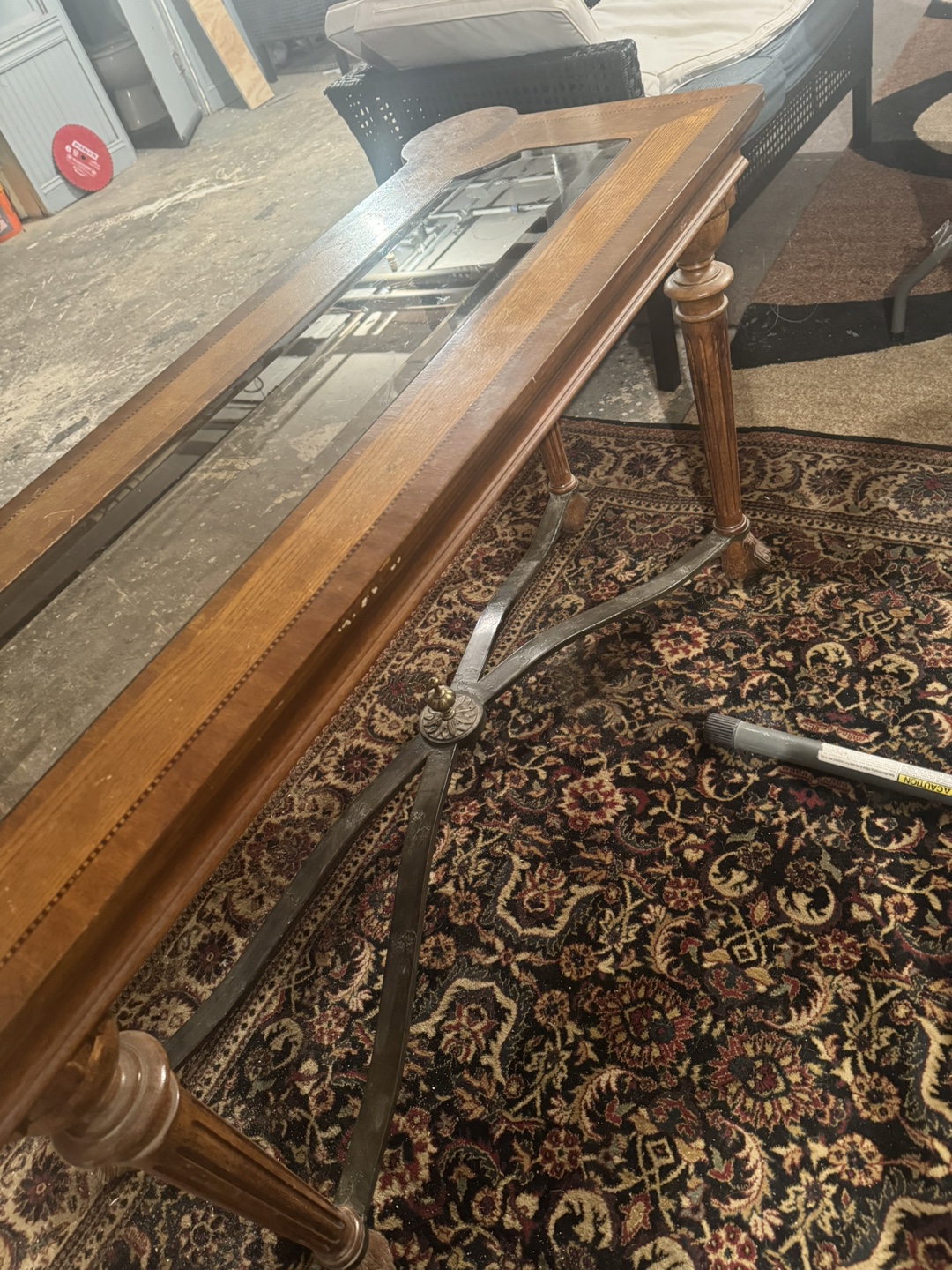 Vintage Wood and Glass Coffee Table - photo 5