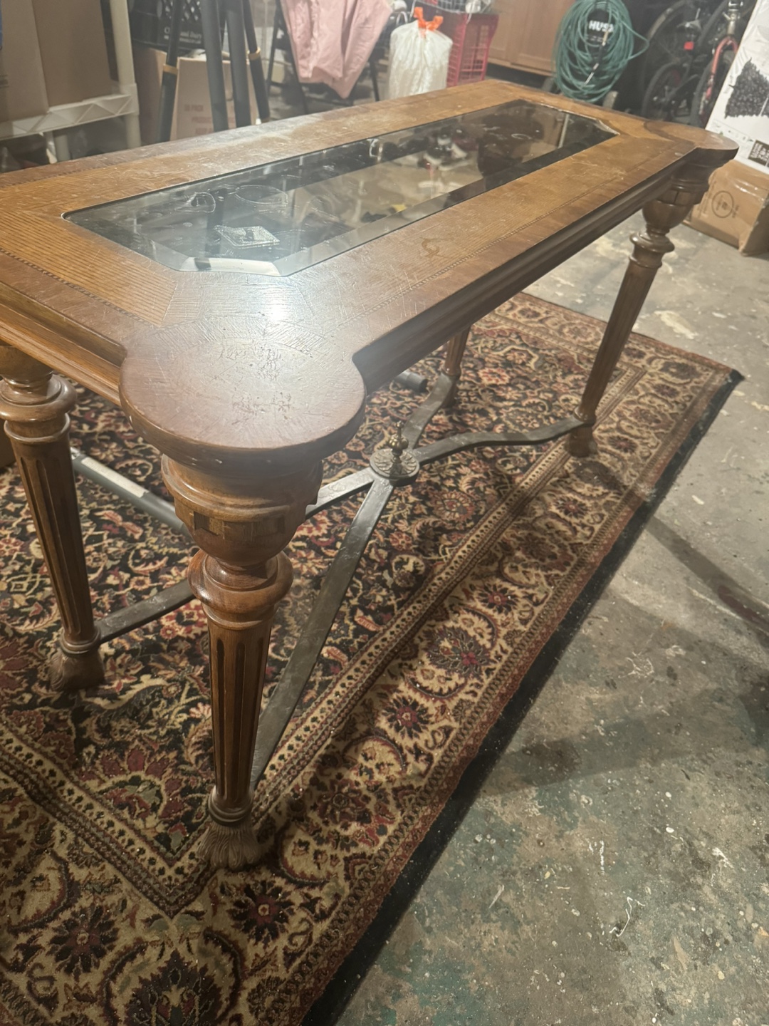 Vintage Wood and Glass Coffee Table