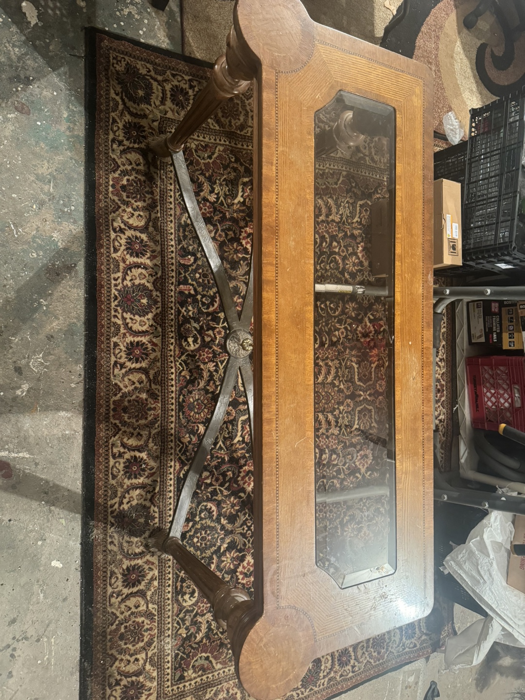 Vintage Wood and Glass Coffee Table - photo 4