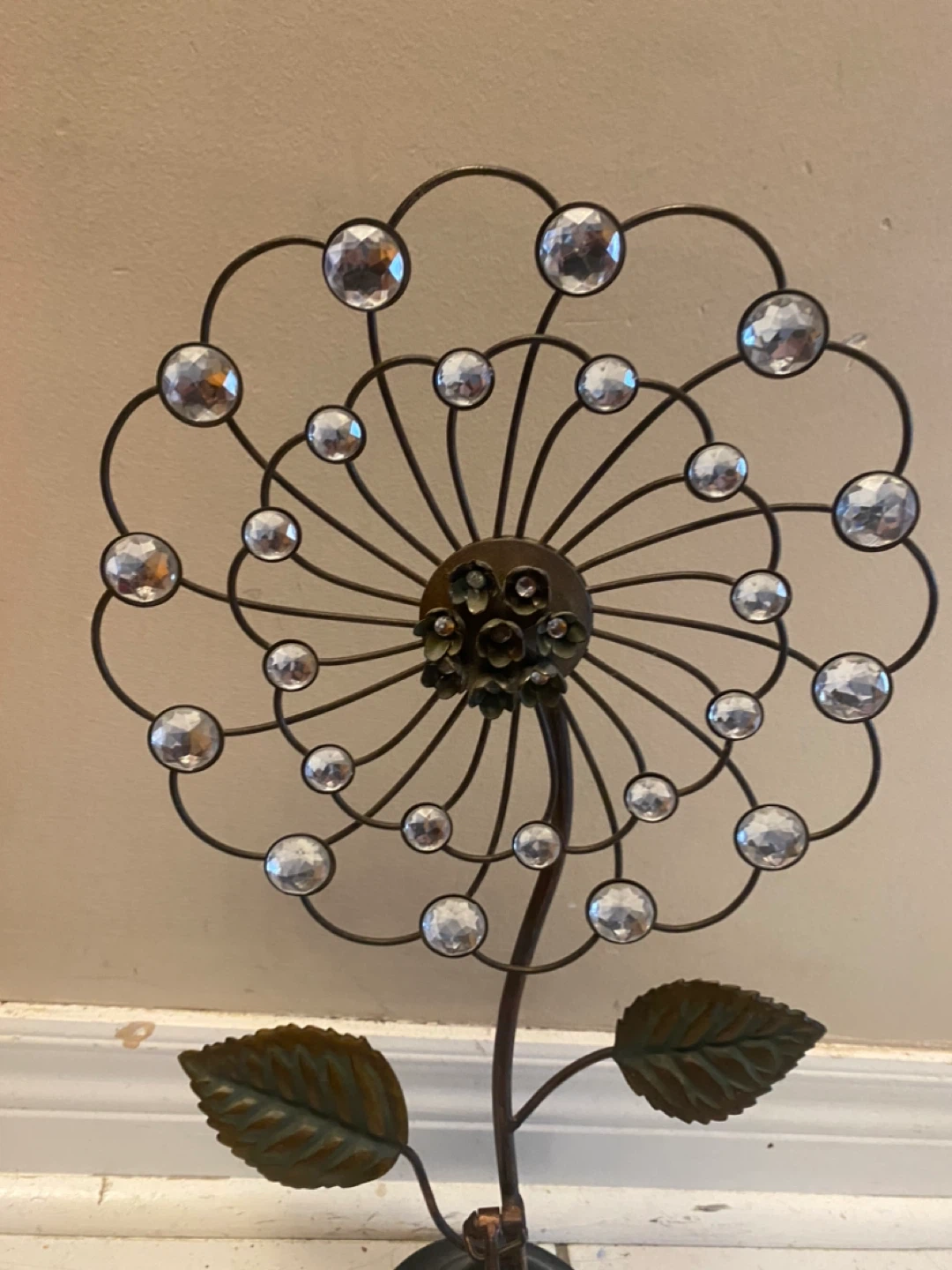 Decorative Metal Flower Sculpture with Jewels - photo 2