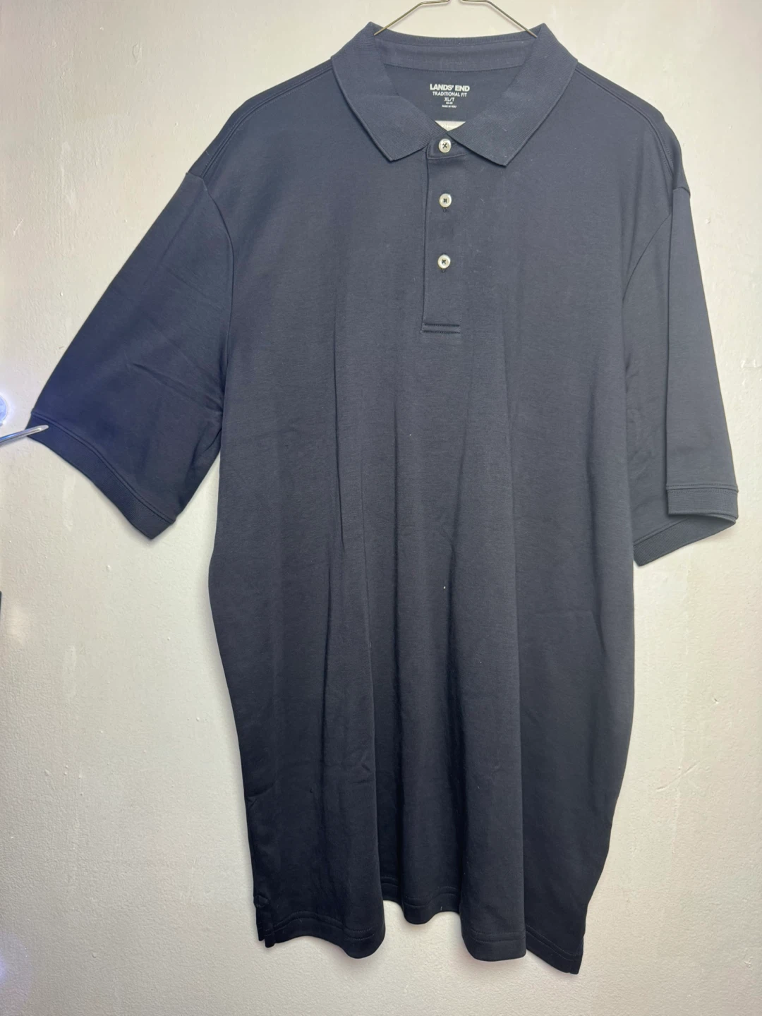 Lands' End Traditional Fit Polo Shirt XL/T - Black