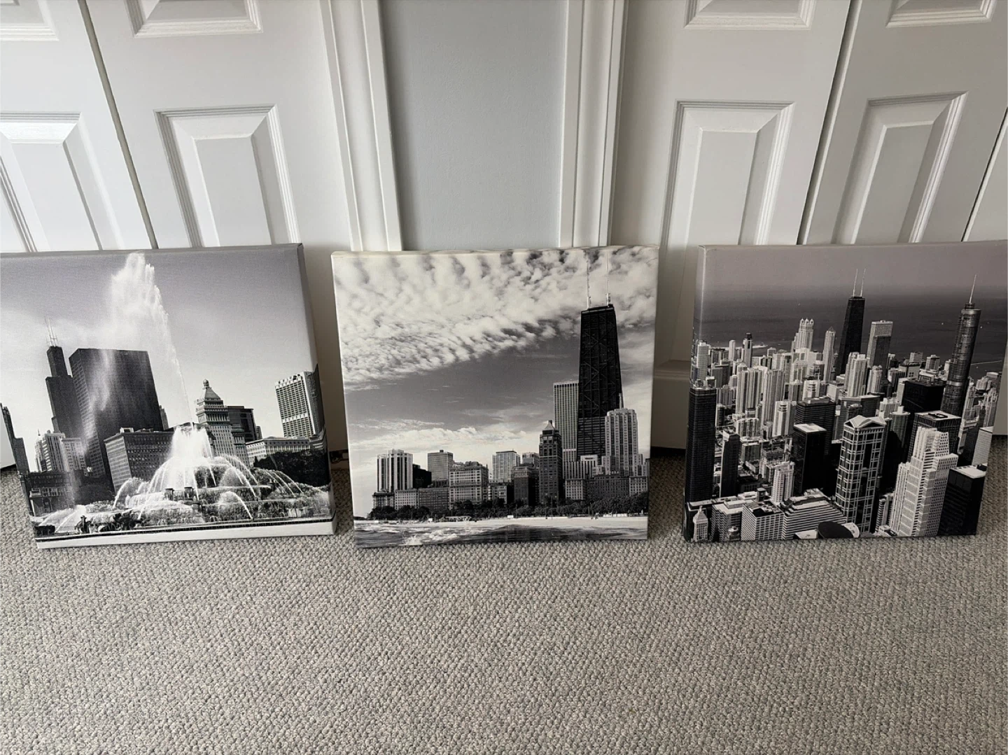 Set of 3 Chicago Skyline Canvas Prints