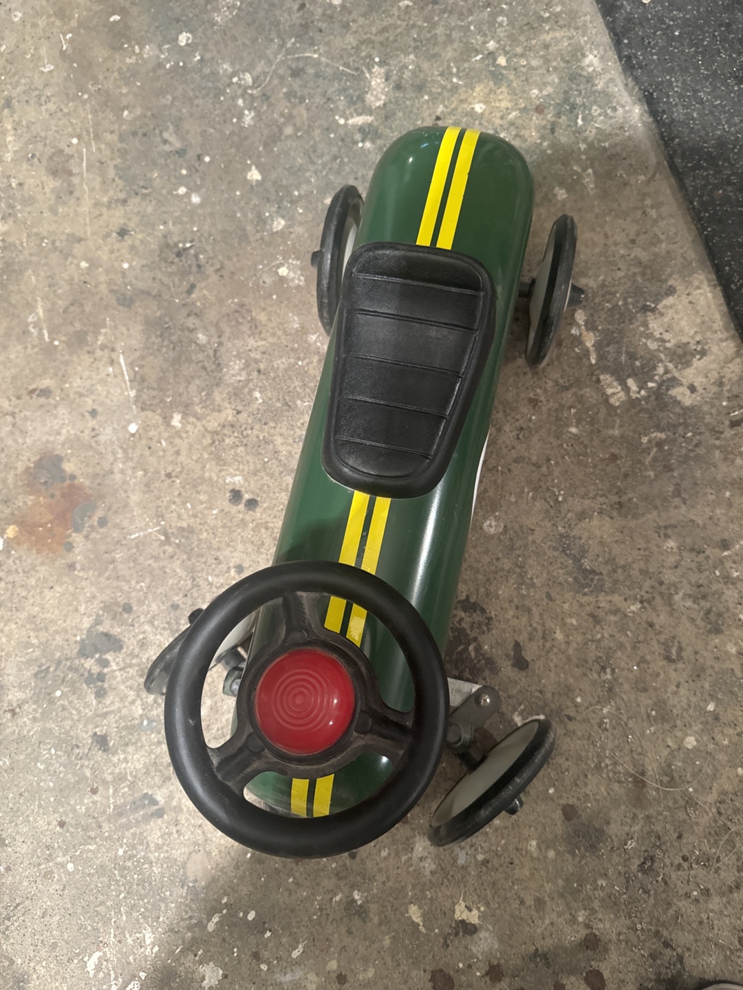 Green Metal Ride-On Toy Car with Yellow Stripes - photo 2