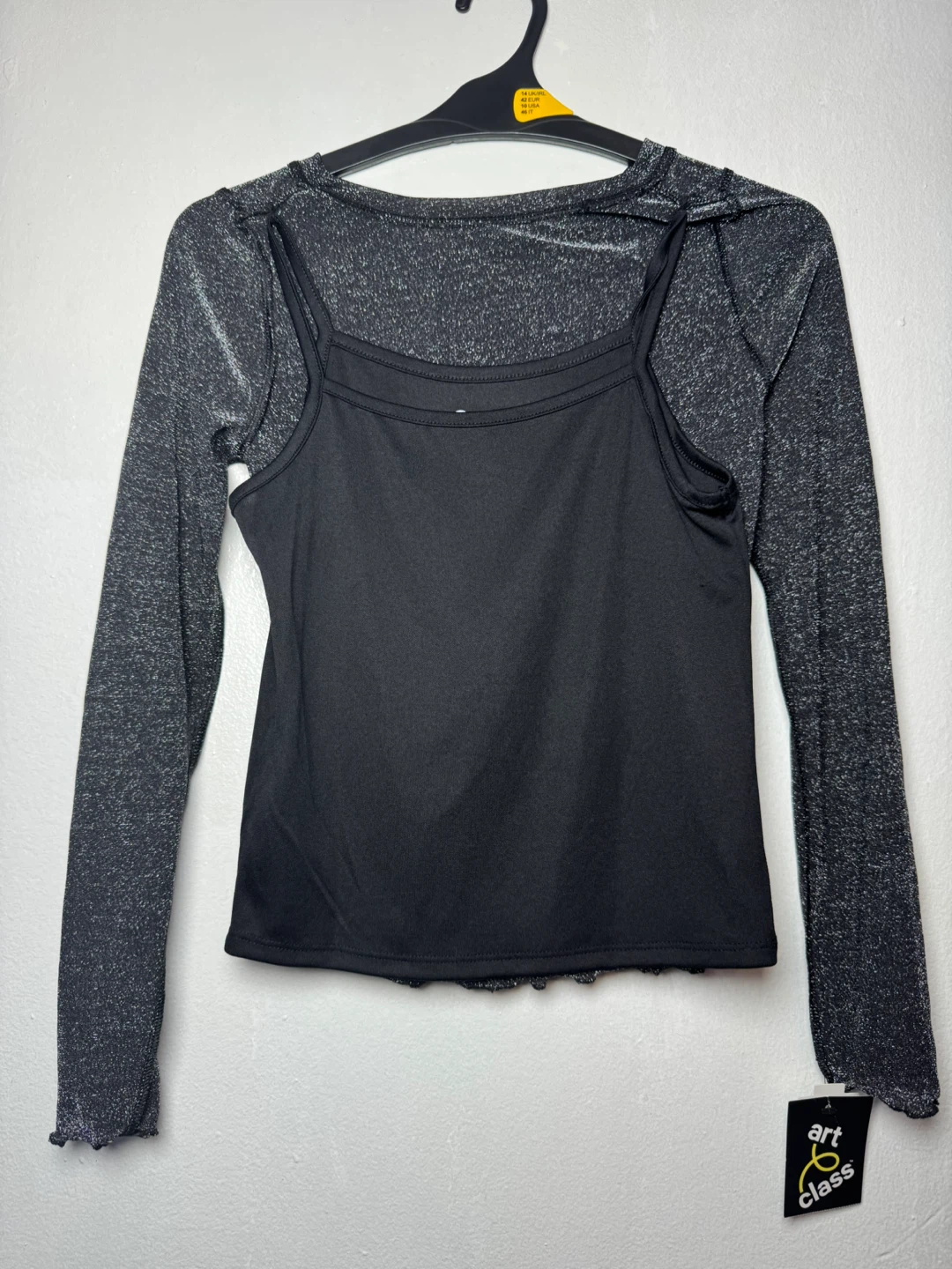 Art Class Black Sparkle Long Sleeve Layering Top Size L (10/12) - photo 2
