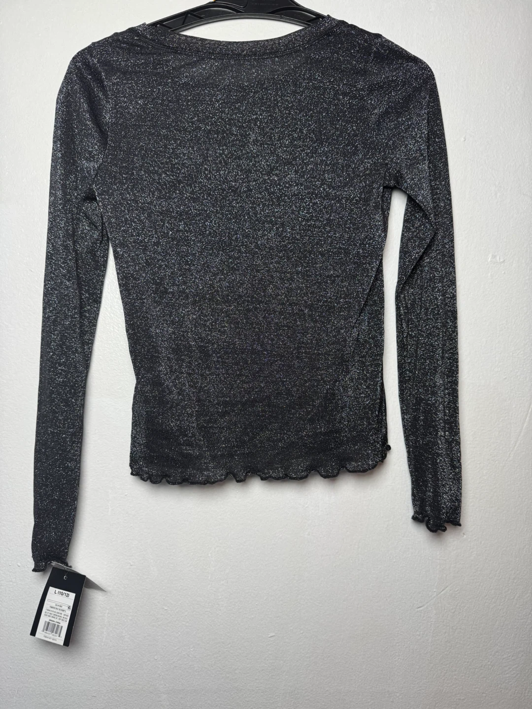 Art Class Black Sparkle Long Sleeve Layering Top Size L (10/12) - photo 3