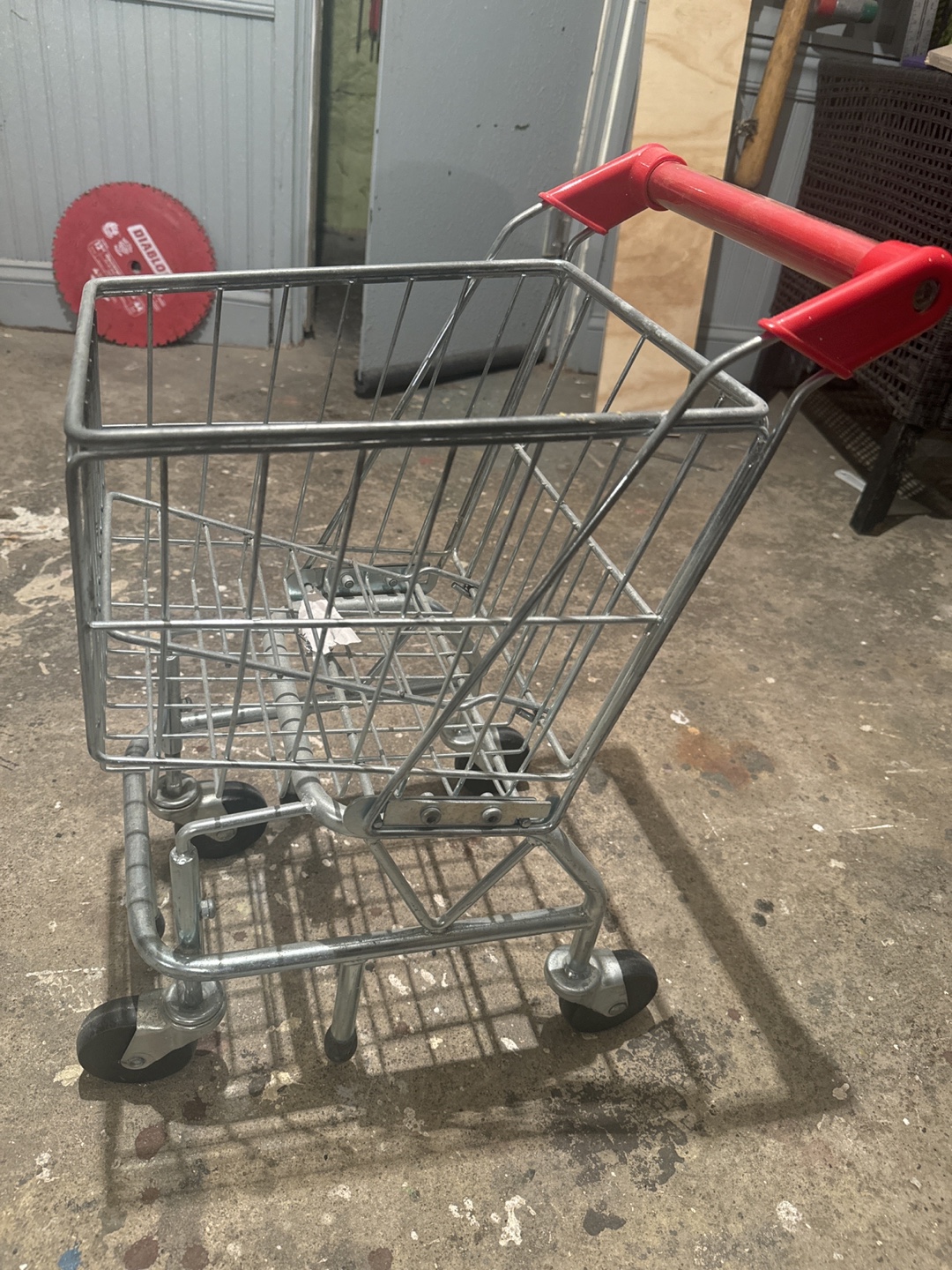 Mini Shopping Cart with Red Handle