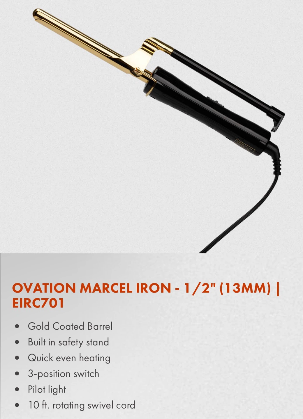 Ovation Marcel Iron - 1/2" (13mm) Curling Wand