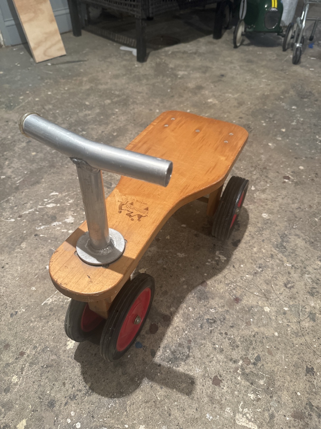 Vintage Wooden Ride-On Toy Scooter