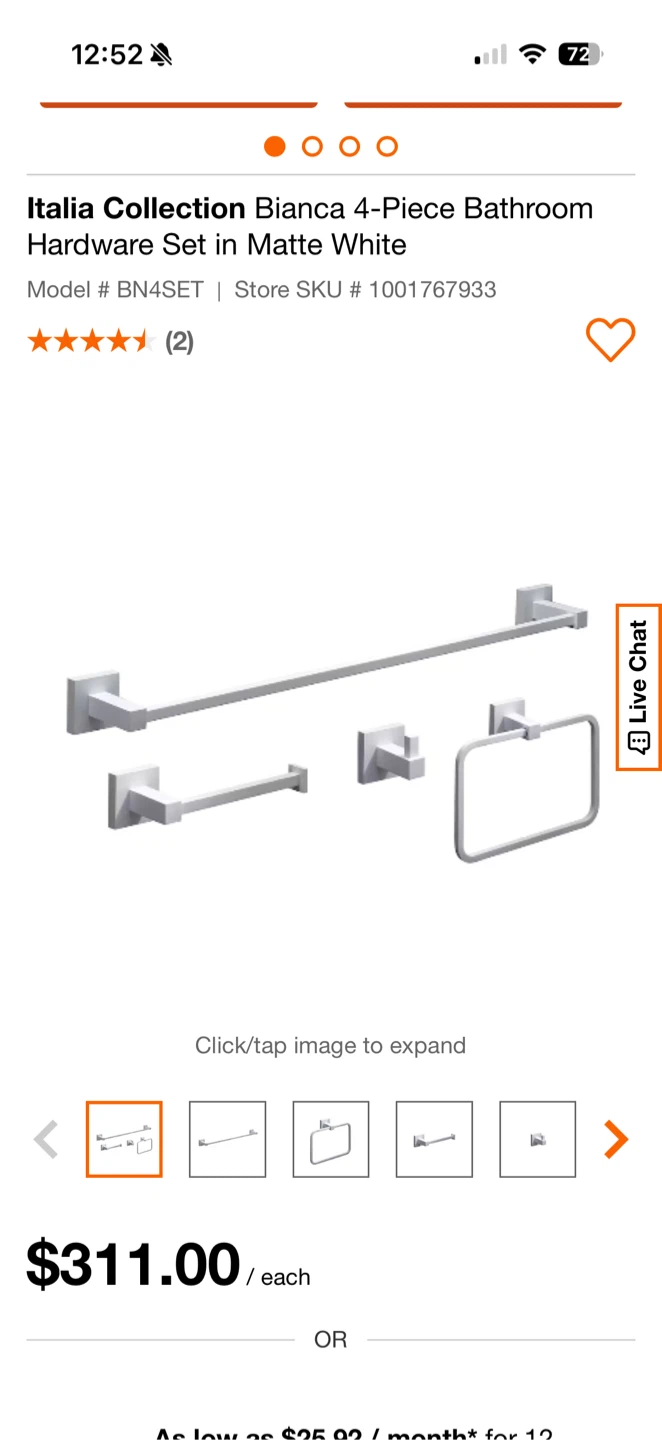 Italia Collection 4-Piece Bathroom Set in White chrome - photo 2