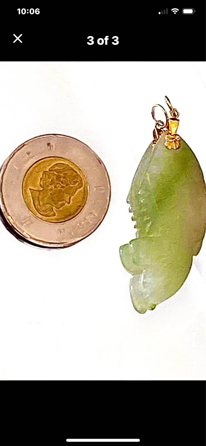 💚✨Estate Vintage 14k Gold Carved Jade Pendant - photo 3
