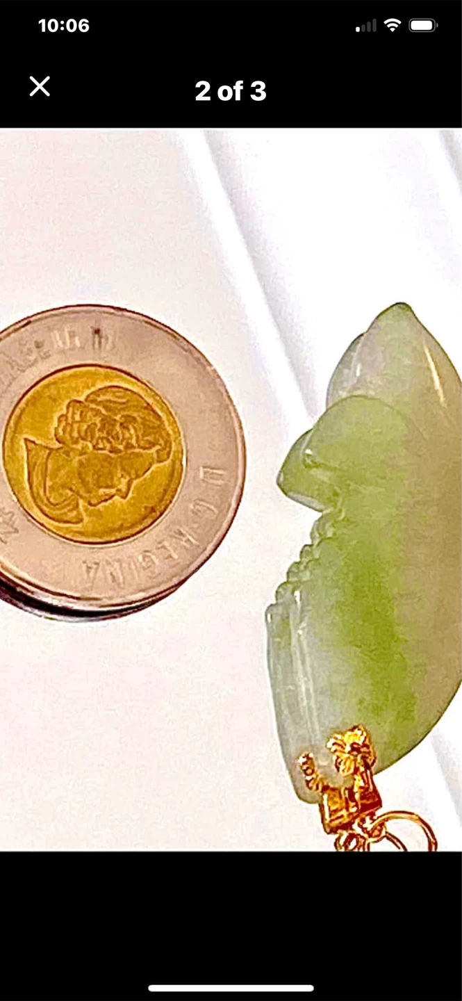 💚✨Estate Vintage 14k Gold Carved Jade Pendant - photo 2