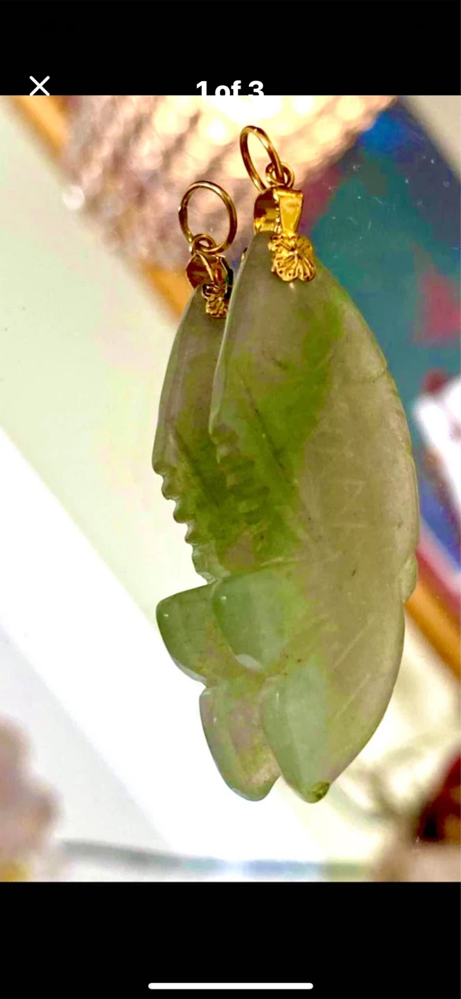 💚✨Estate Vintage 14k Gold Carved Jade Pendant
