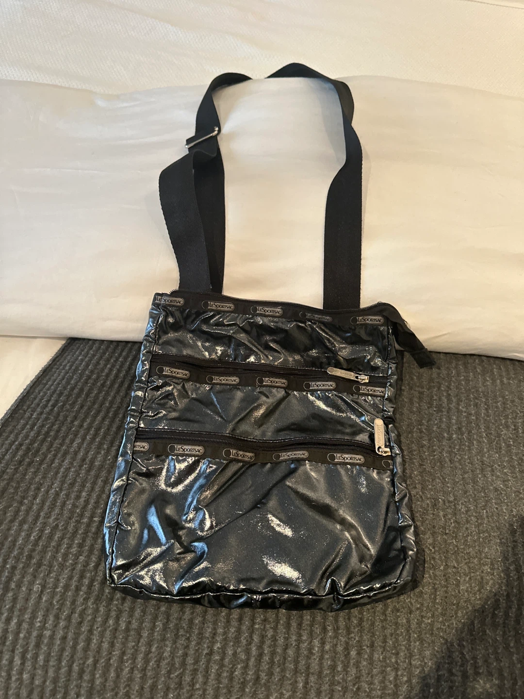 LeSportsac Black Shiny Crossbody Bag