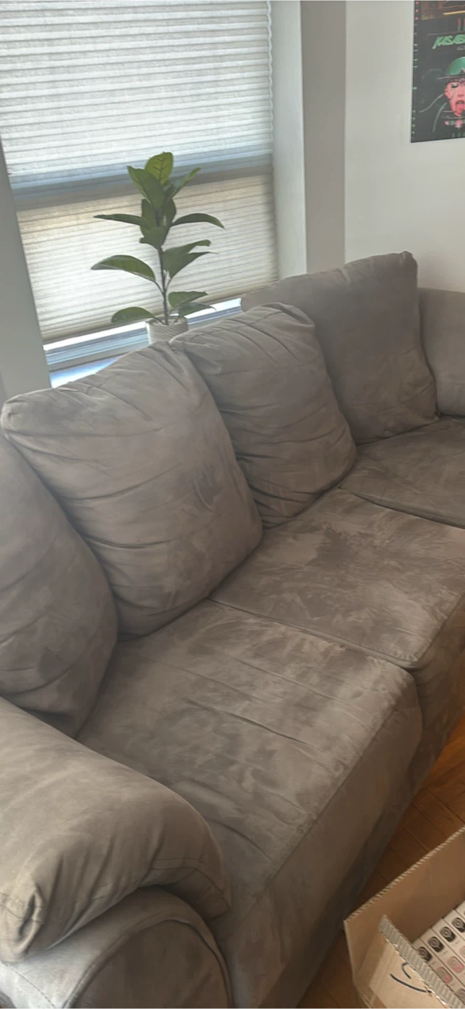 Grey Suede Couch - photo 2