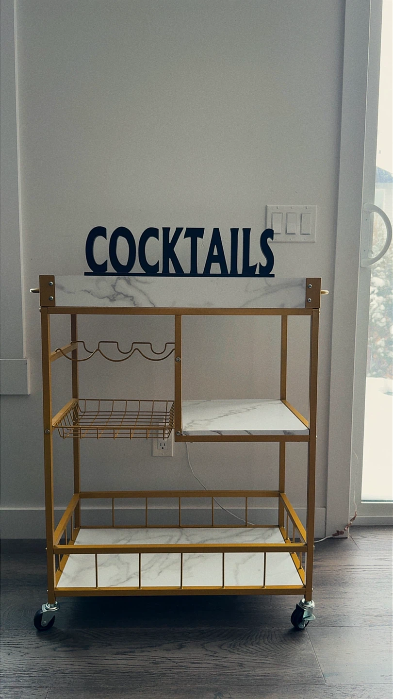 Gold frame and White Bar Cart