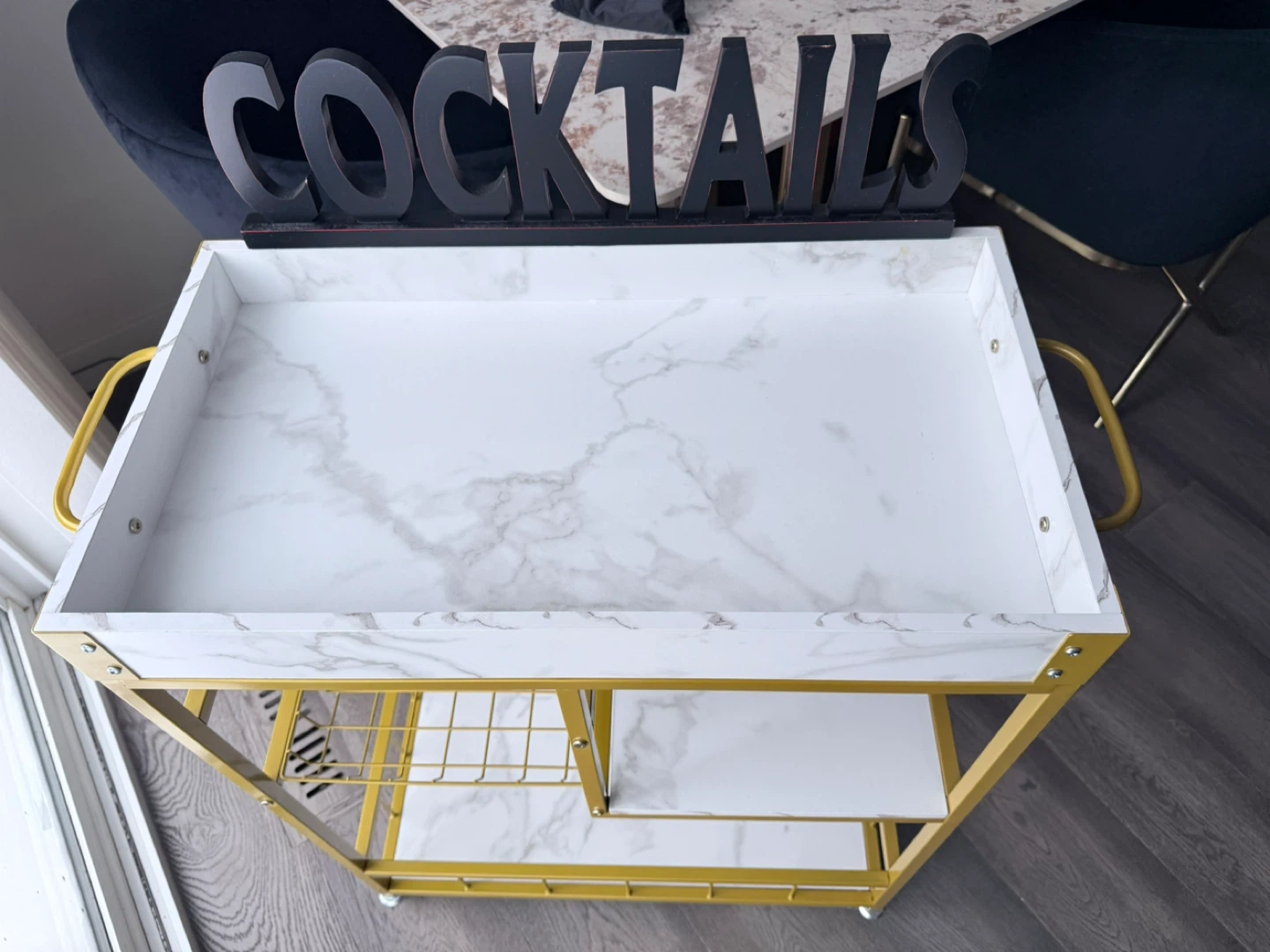 Gold frame and White Bar Cart - photo 5