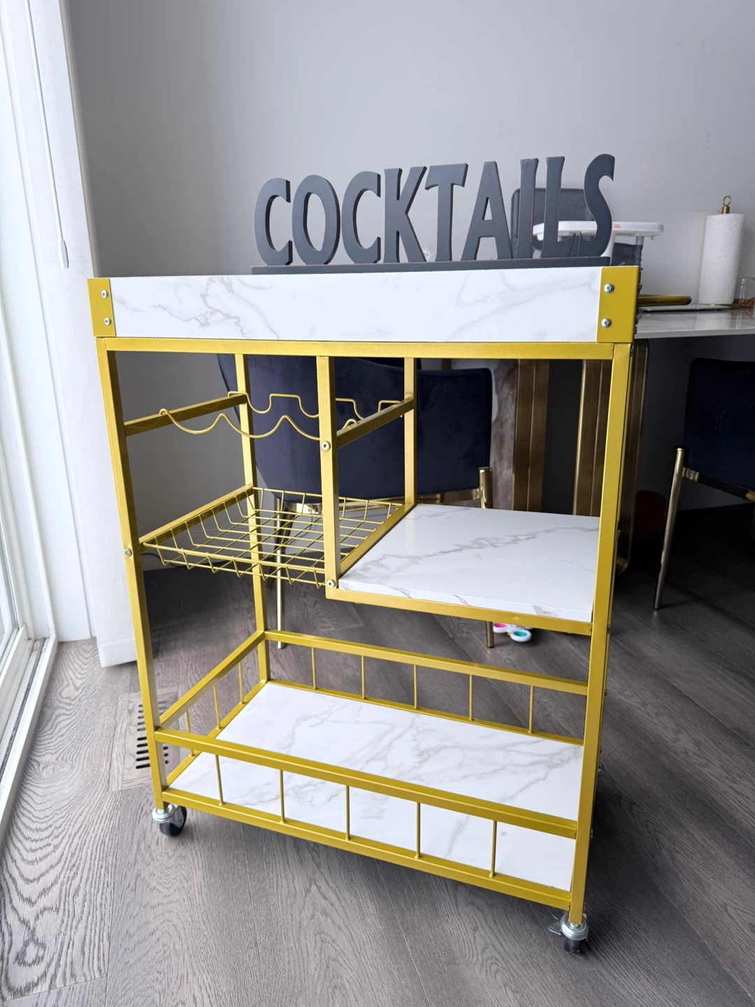 Gold frame and White Bar Cart - photo 4