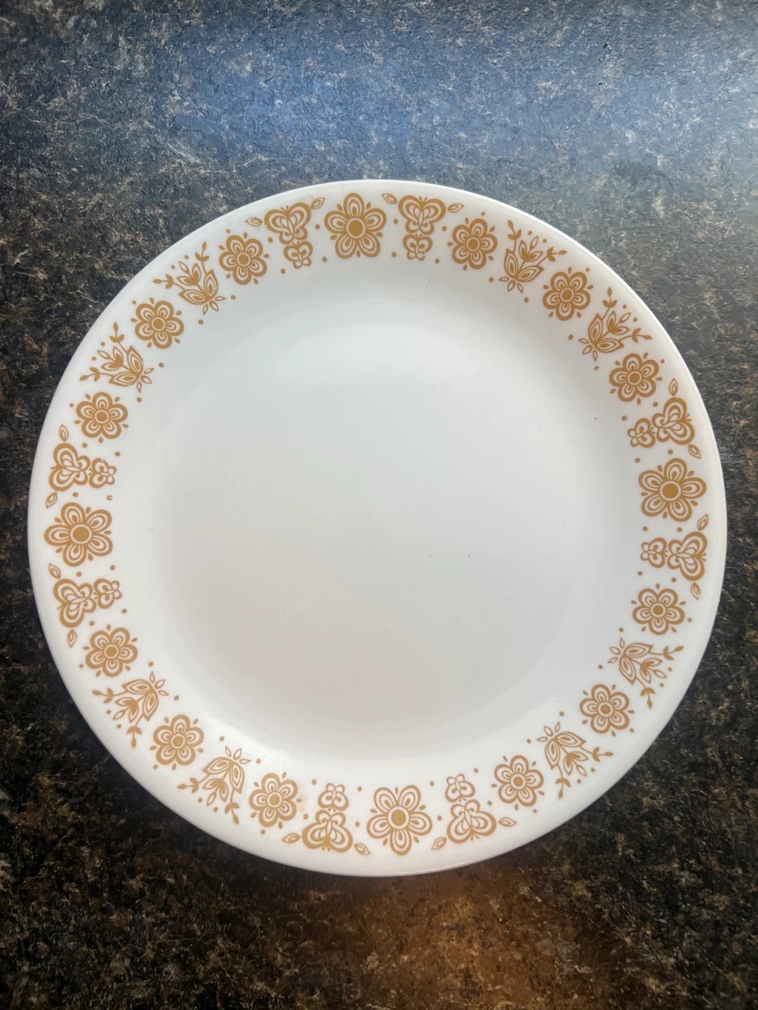 3 vintage Corelle Plates with butterfly gold Pattern
