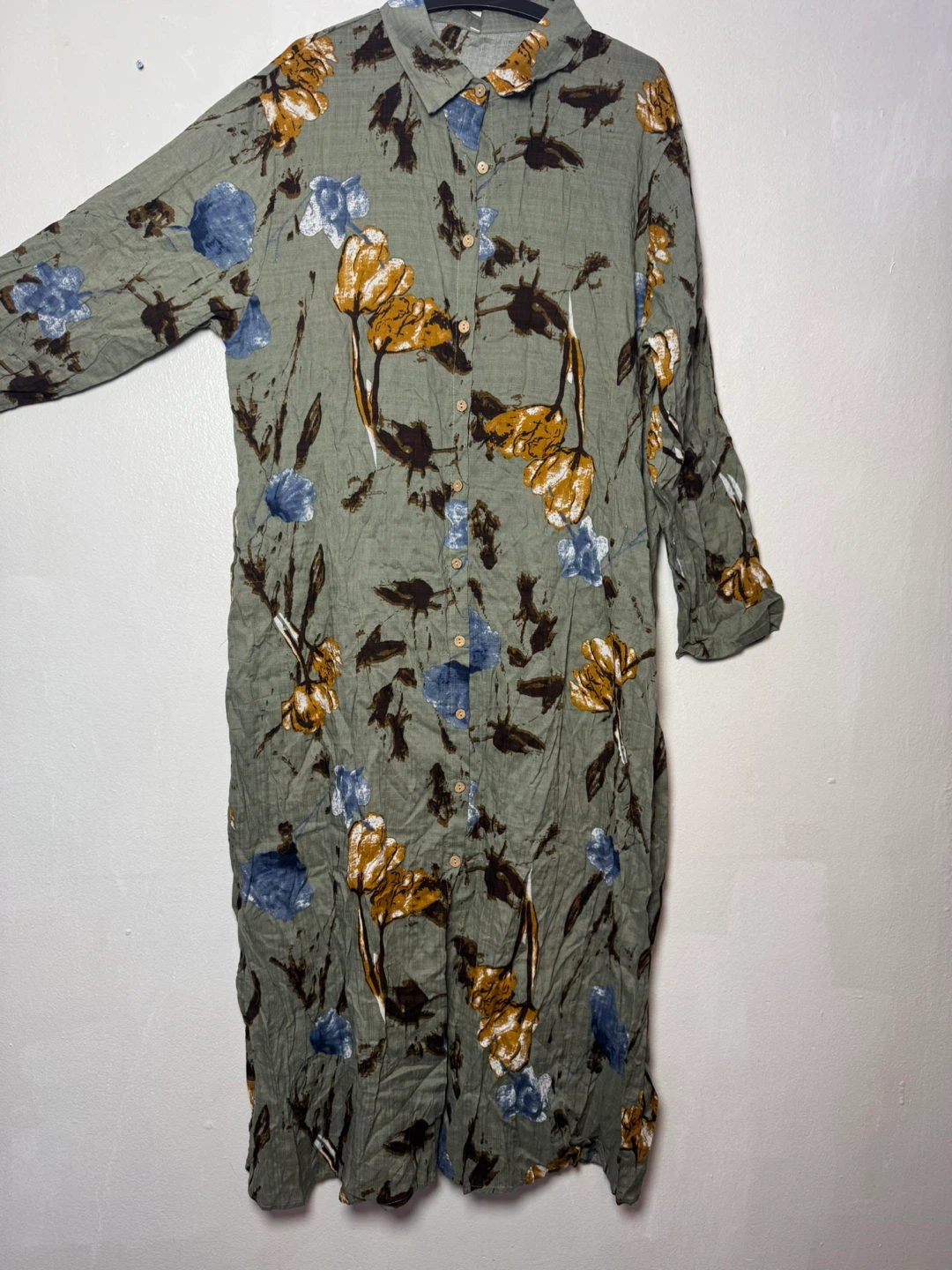 Floral Print Button-Down Dress - Size L