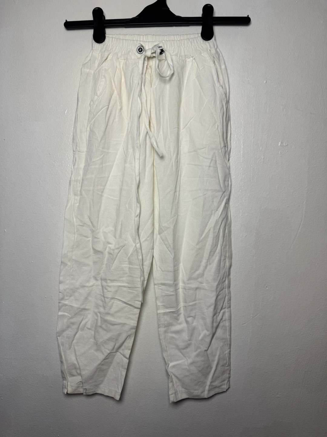 White Linen Blend Pants