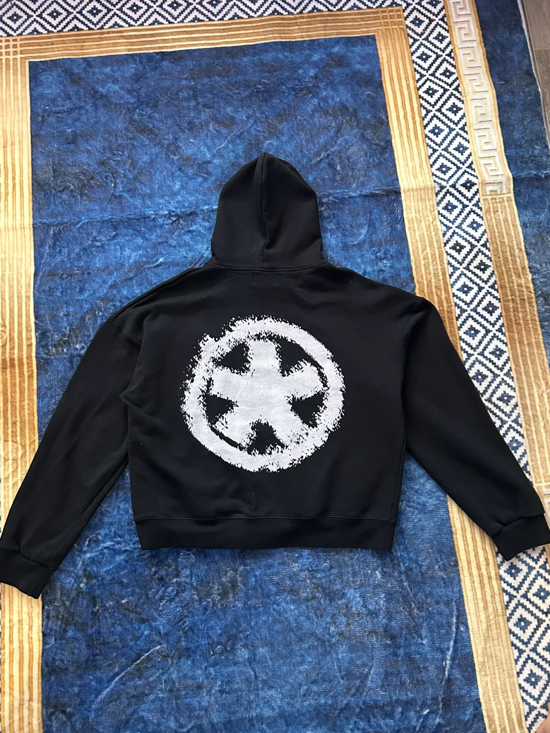 Black Hoodie with Graphic Print - photo 2