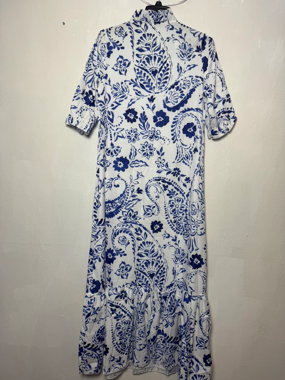 White & Blue Floral Print Maxi Dress - Size M - photo 2