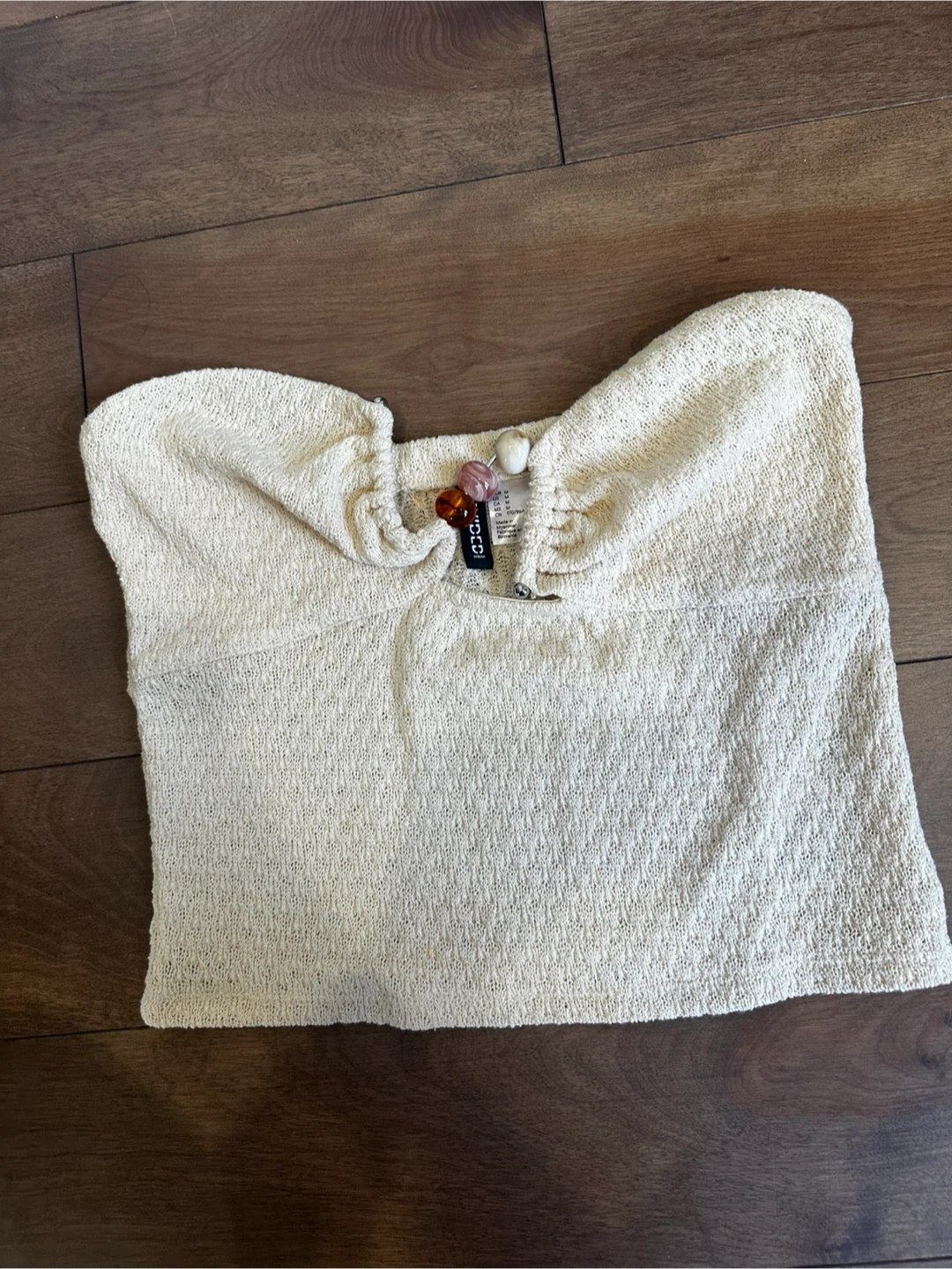 H&M Cream Knit Strapless Top - Medium - photo 2