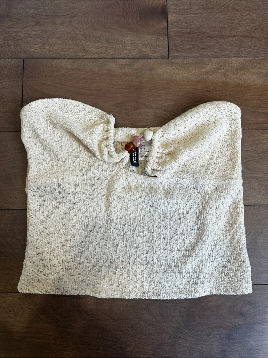 H&M Cream Knit Strapless Top - Medium