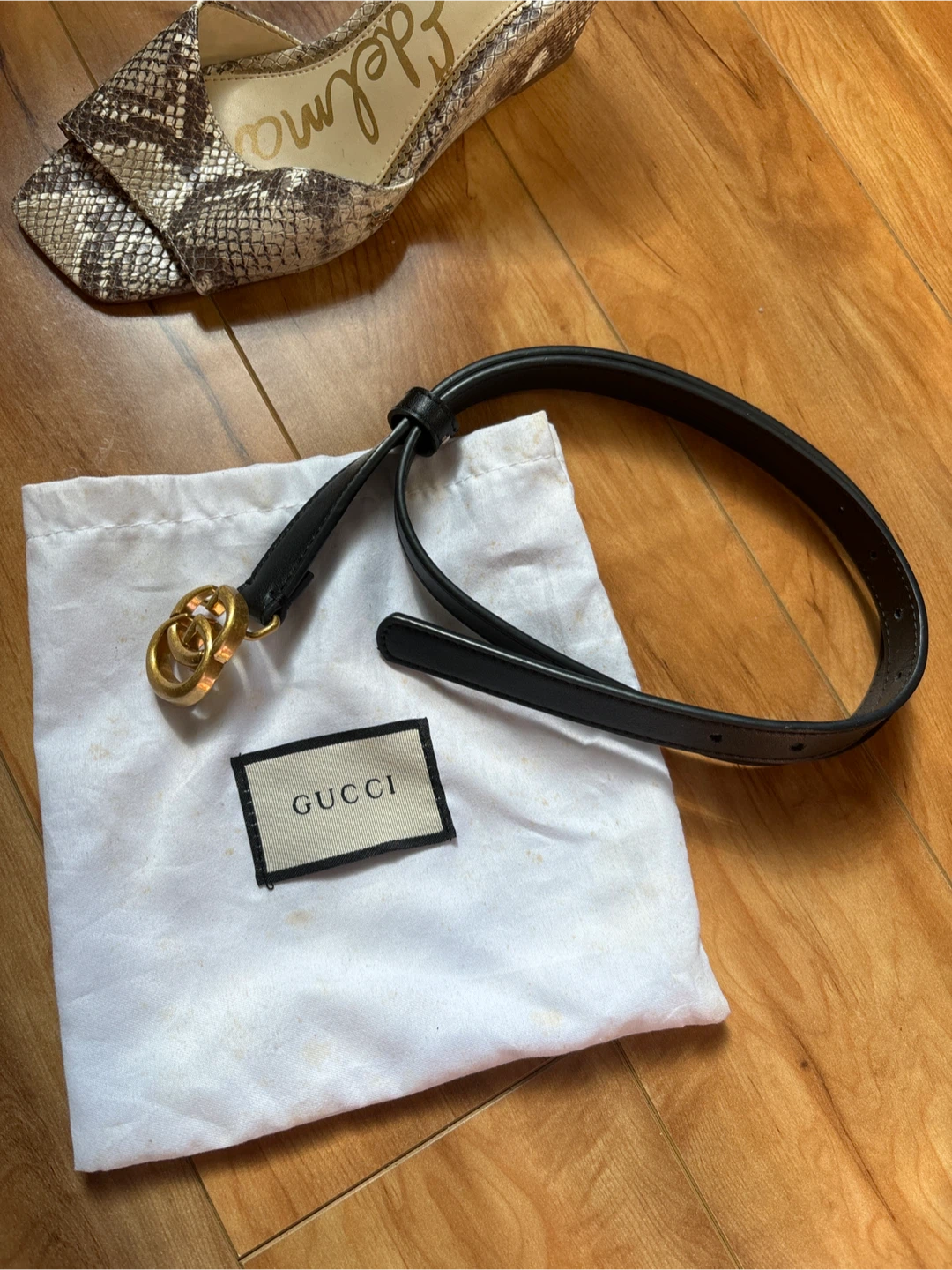 Gucci Black Leather GG Marmont Belt