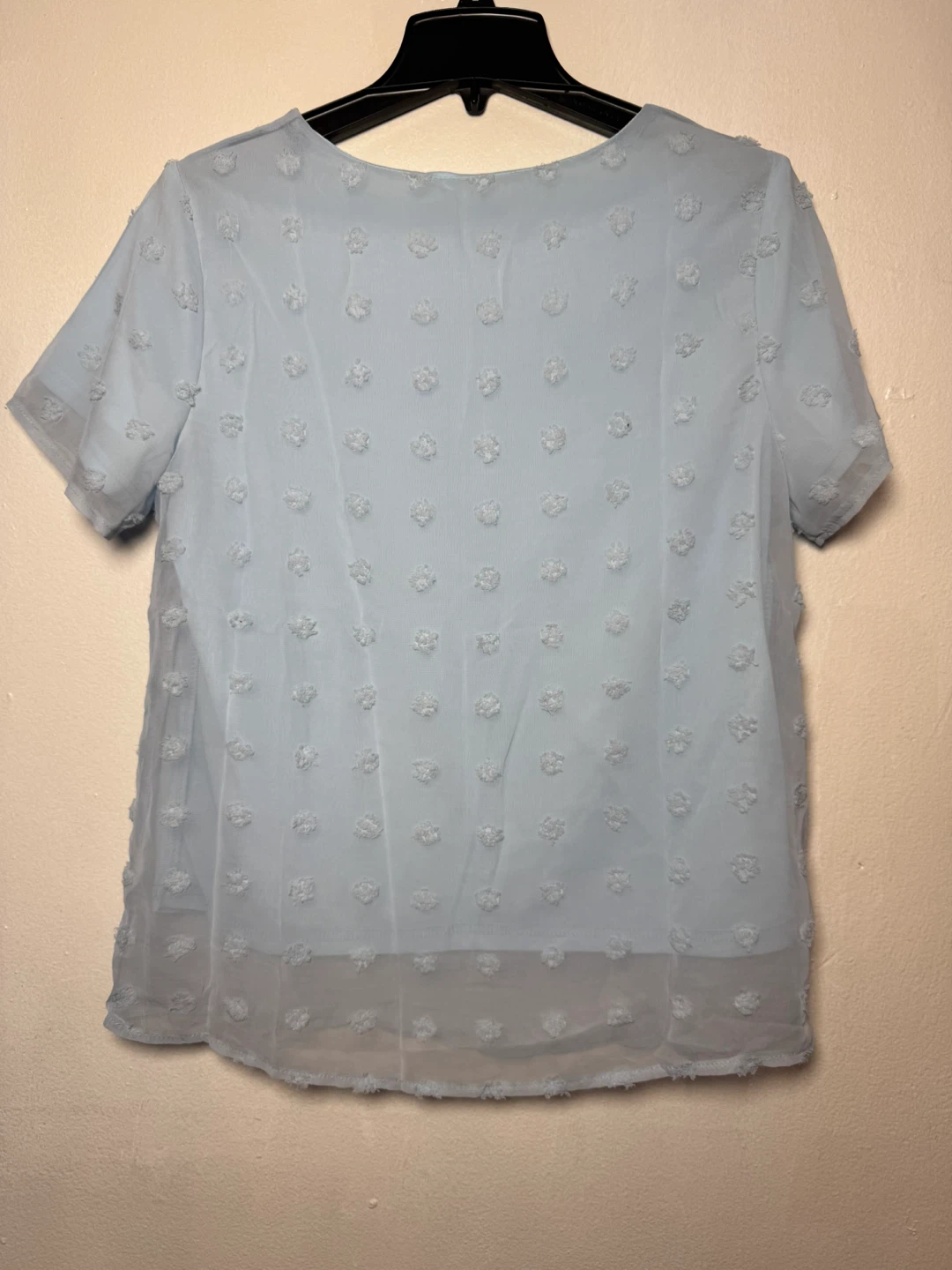 Light Blue Textured Short Sleeve Top - Size S - photo 2