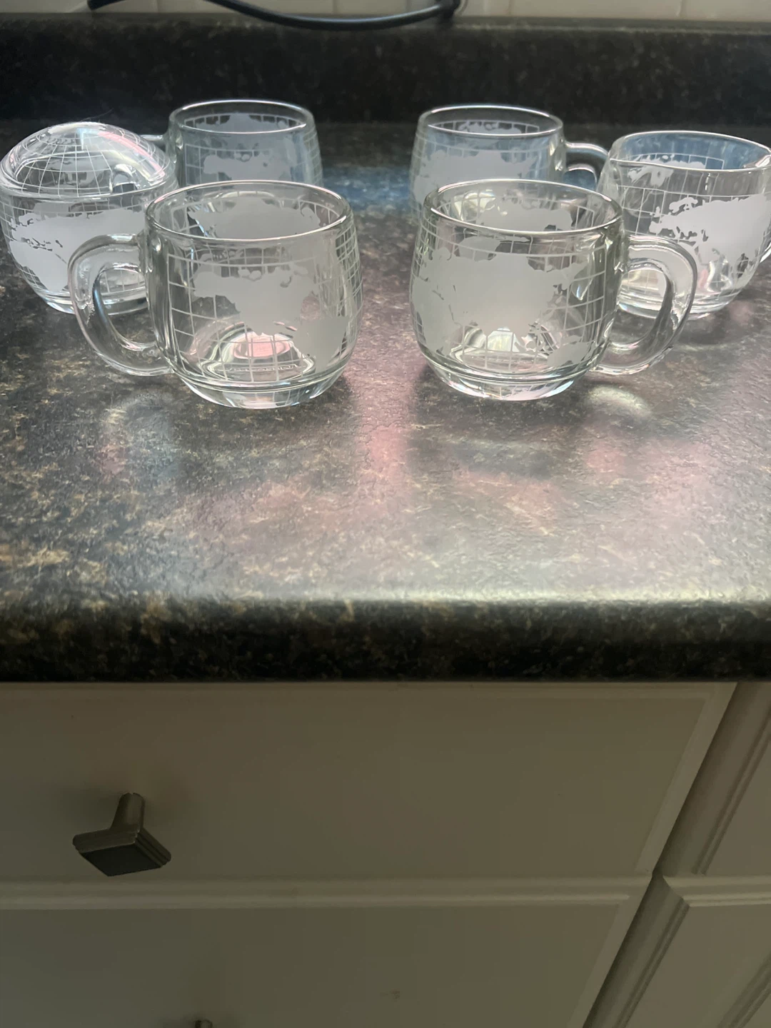 Vintage collectable Nescafé glass mugs (4) creamer and sugar