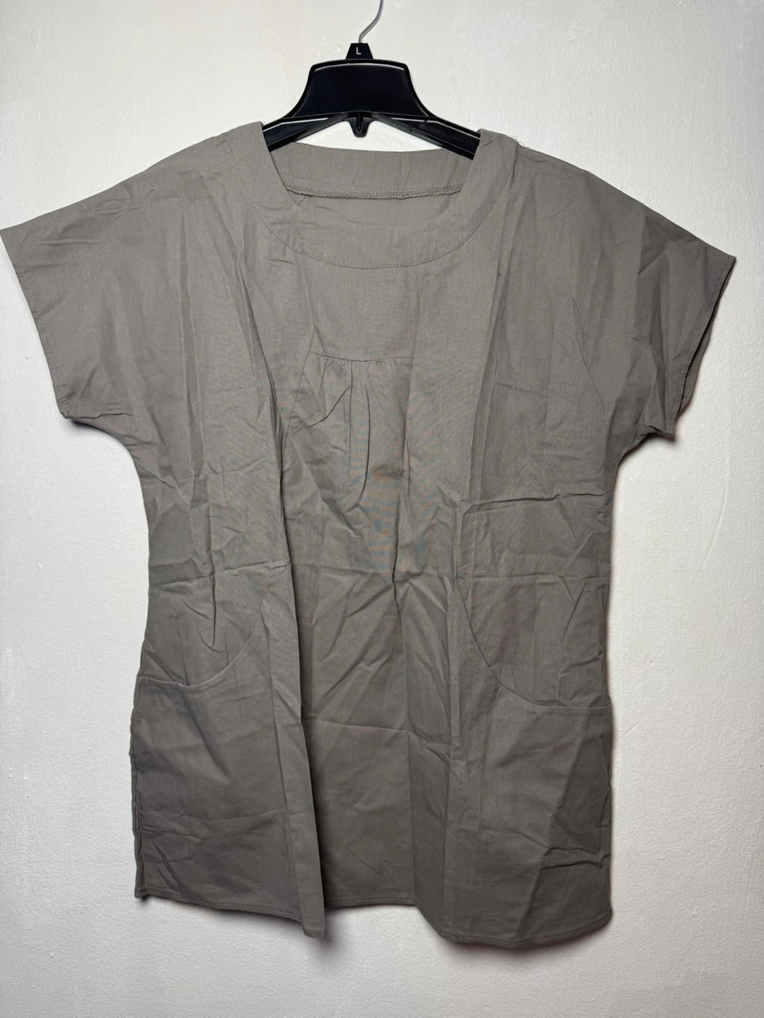 Gray Short Sleeve Tunic Top