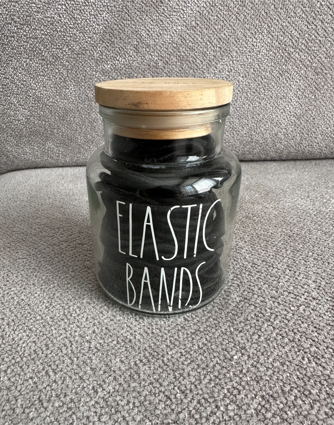 Rae Dun Glass Jar with Elastic Bands- $5
