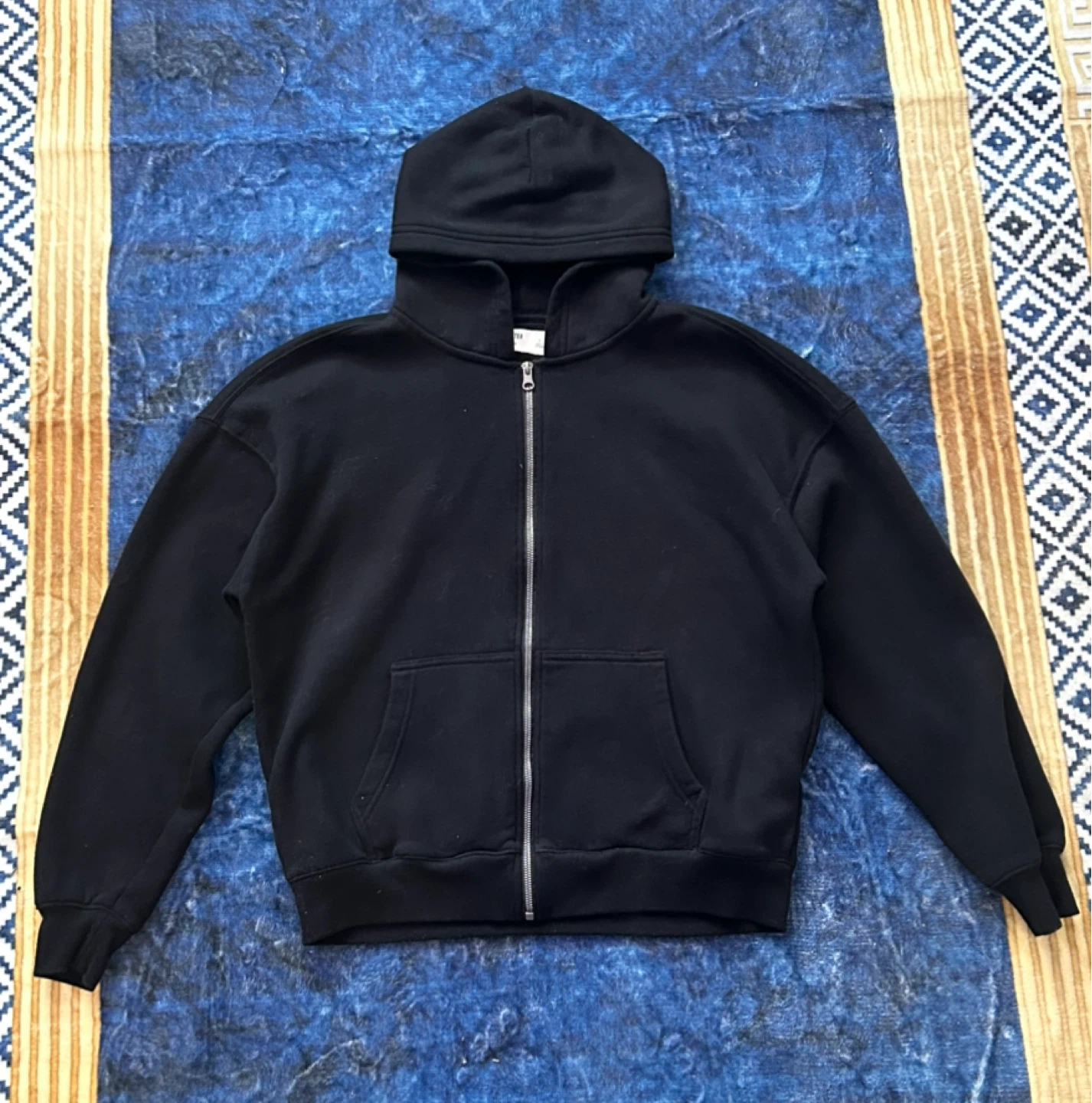 Hollister Black Boxy Fit Zip-Up Hoodie Size L