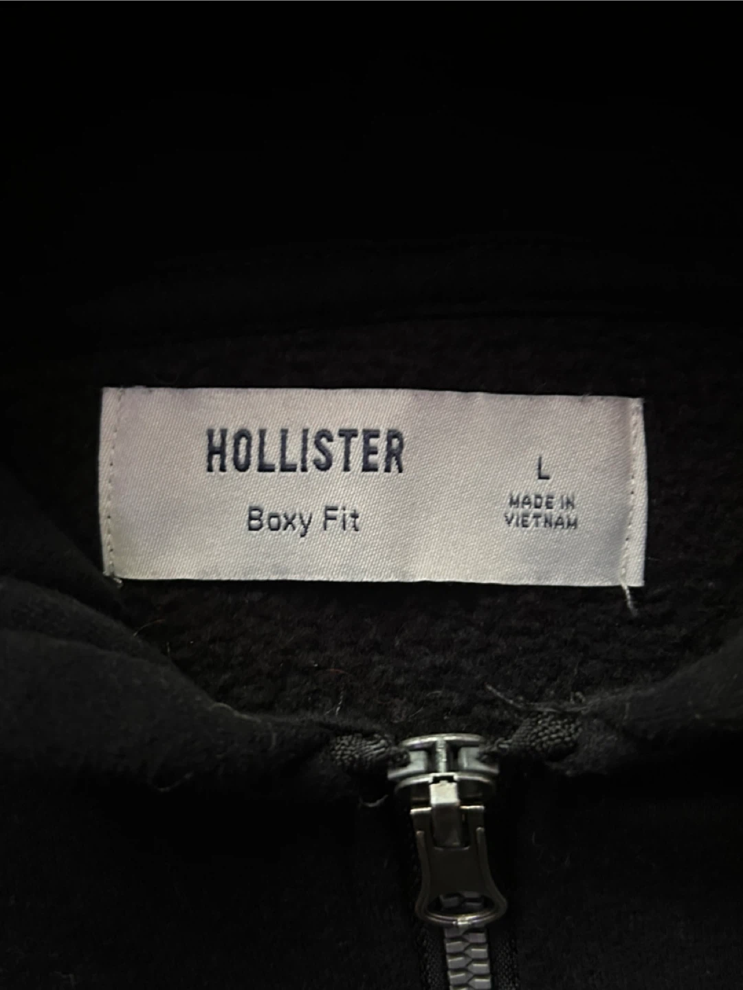 Hollister Black Boxy Fit Zip-Up Hoodie Size L - photo 3